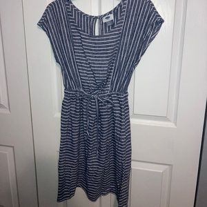FINAL DROP🚨 Old Navy Womens Blue and White Striped Linen Summer Sun Dress
